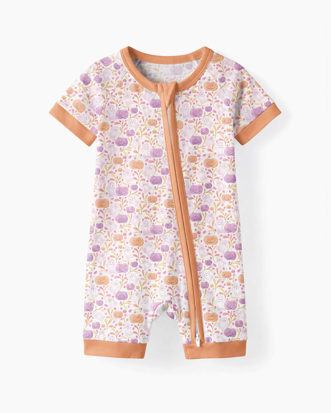 Pastel Pumpkins and Ghosts Bamboo Shorty Zippy