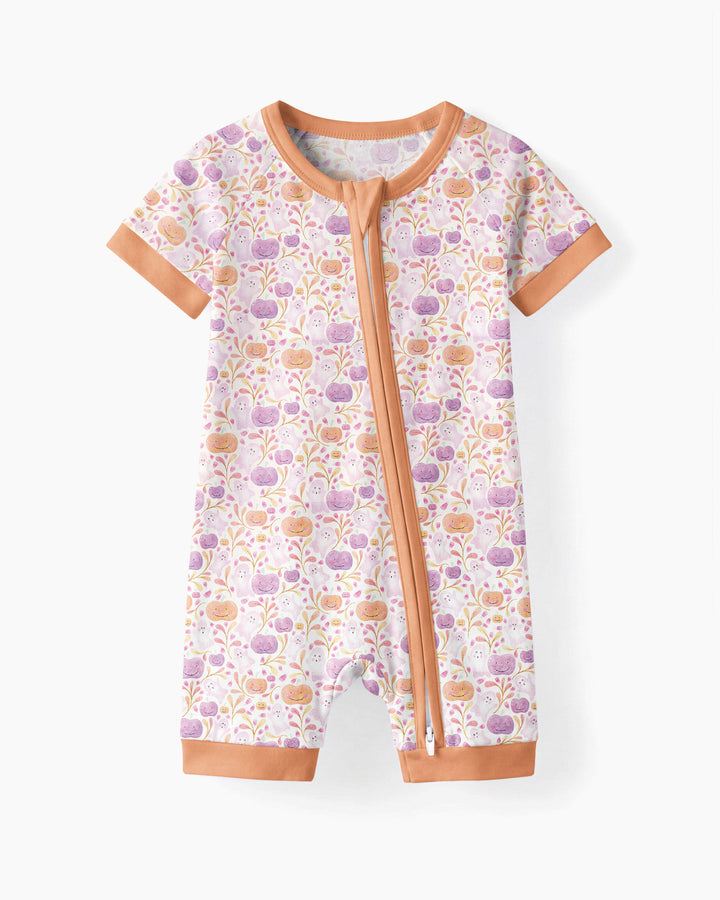 Pastel Pumpkins and Ghosts Bamboo Shorty Zippy