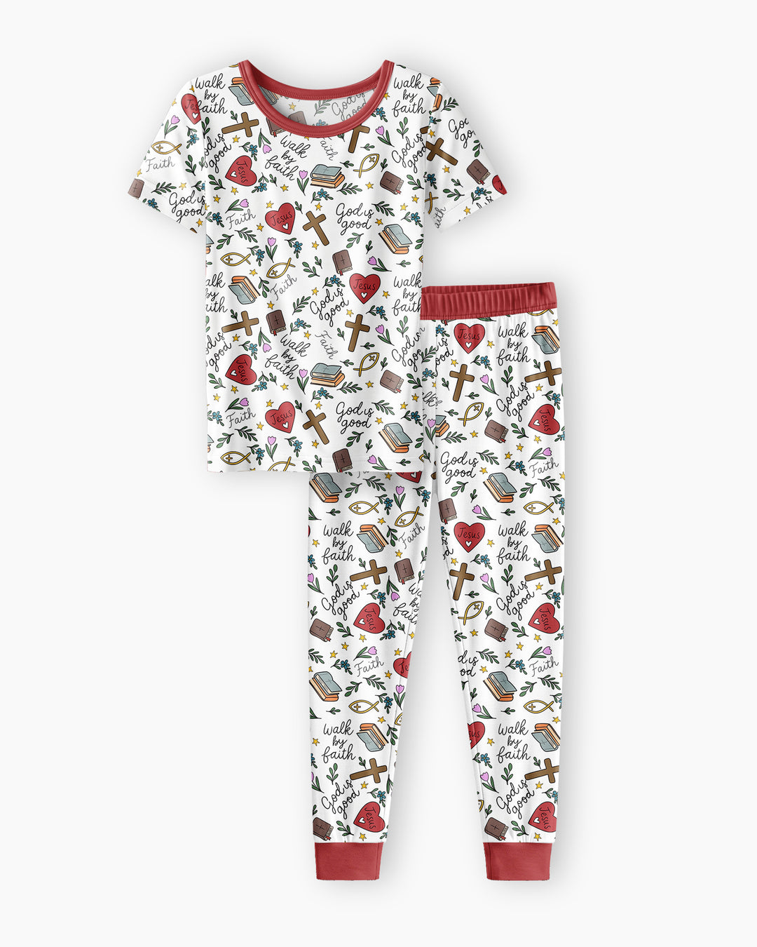 Love Jesus God Is Good Bamboo Two Piece Short Sleeve Pajama Set