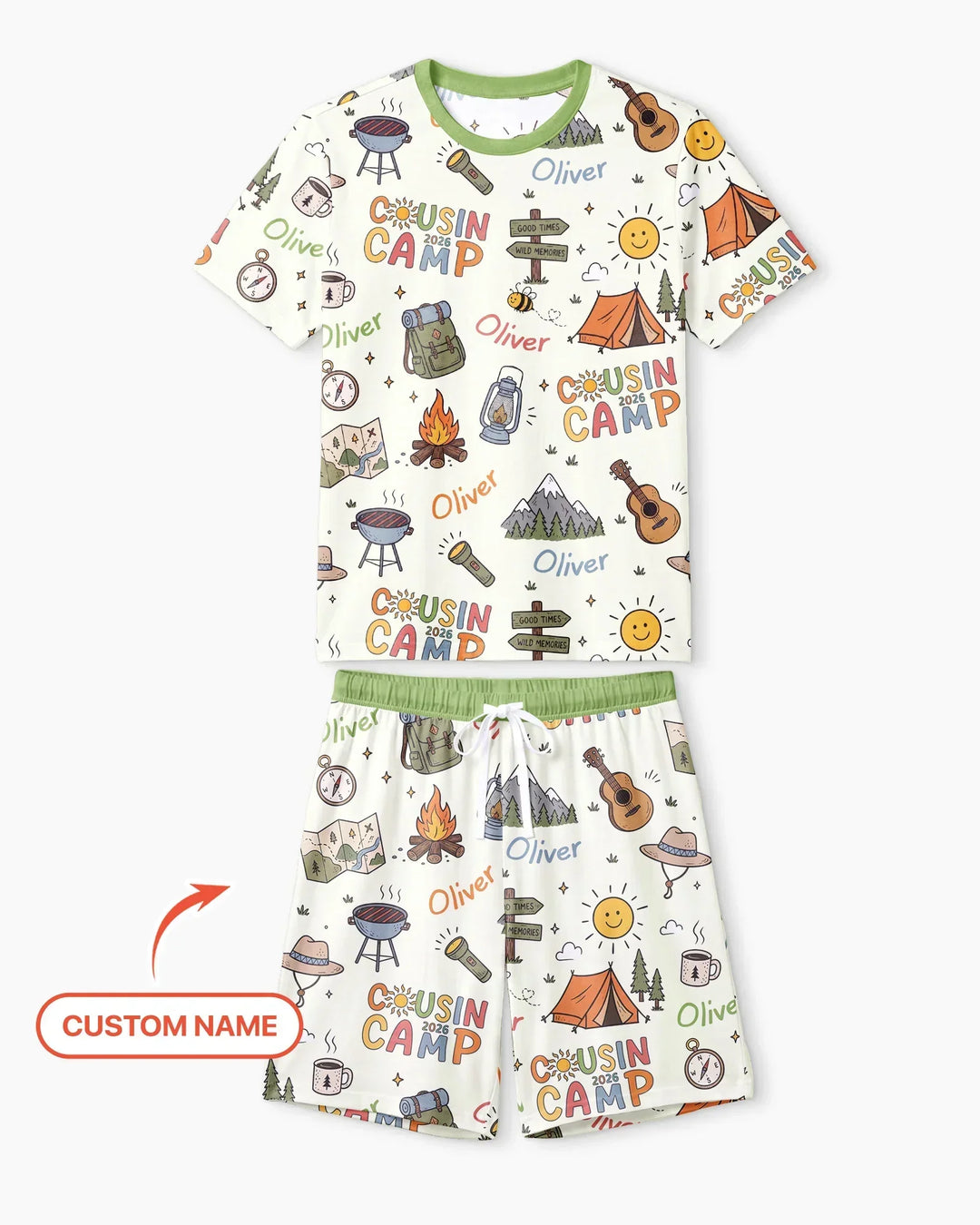Custom Name Cousin Camp 2026 Bamboo Men Short Sleeve Short Pajama Set