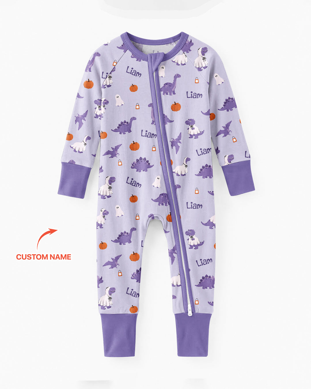 Custom Name Spooky Dinosaur Halloween - Personalized Bamboo Convertible Zippy
