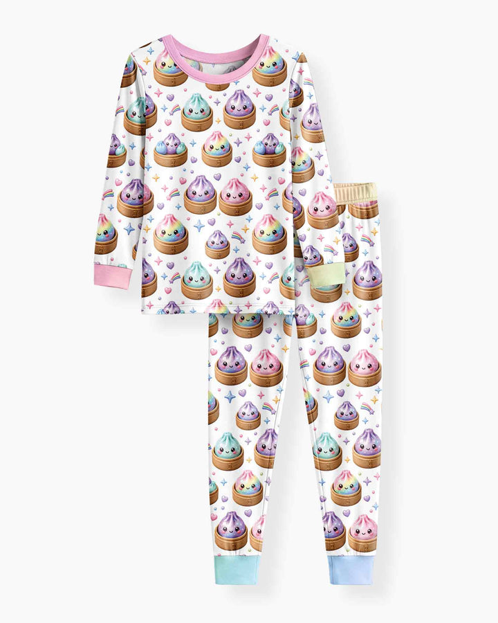 Cute Glitter Dumpling Two Piece Long Sleeve Pajama Set
