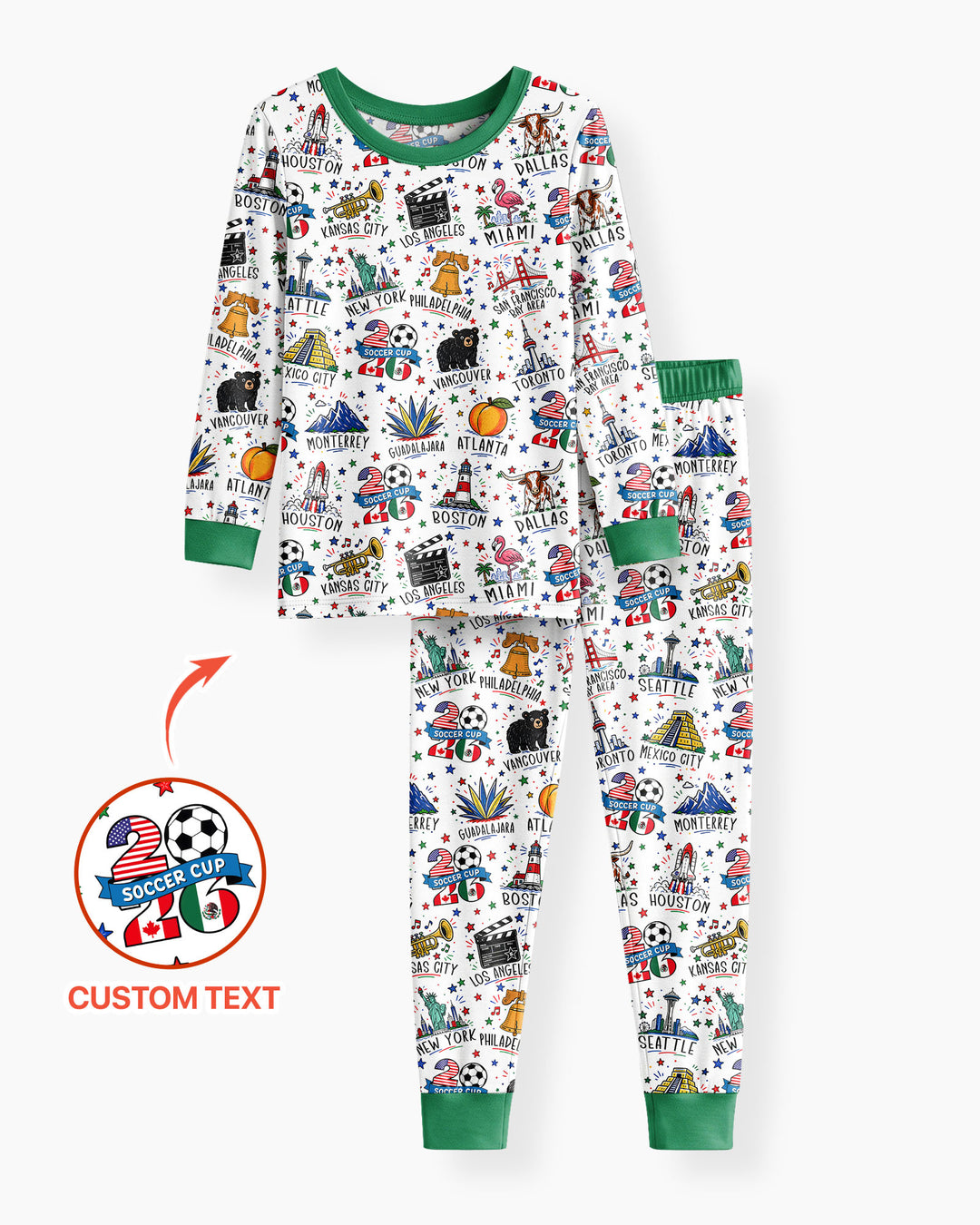 2026 Soccer Cup Host Citties Bamboo Two Piece Long Sleeve Pajama Set