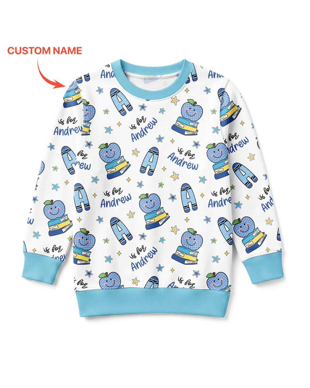 Custom Name Crayon Alphabet Bamboo Crewneck Sweatshirt