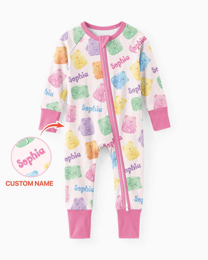 Kawaii Jelly Gummy Bears Custom Name Bamboo Convertible Zippy