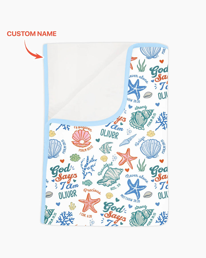 Coastal God Says I Am Custom Name Bamboo Blanket