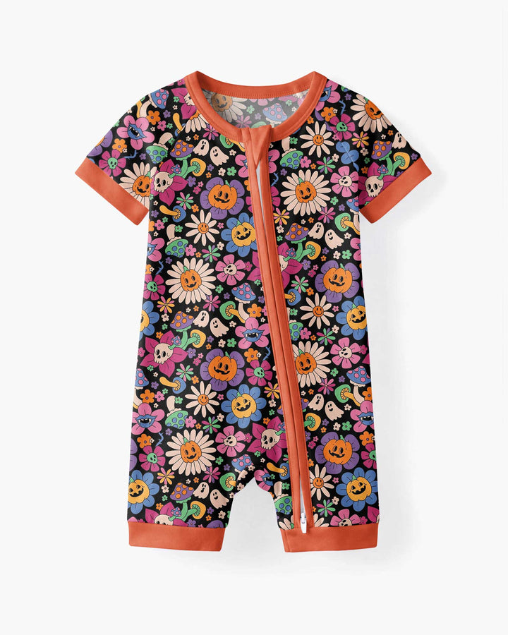 Halloween Flowers Bamboo Shorty Zippy