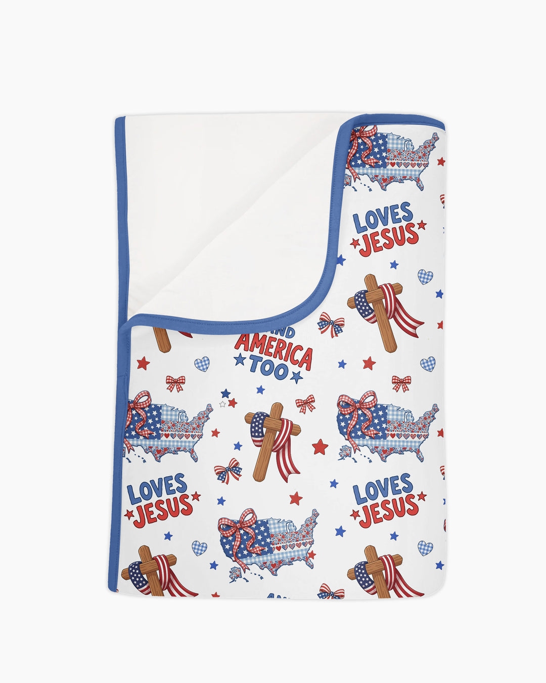 Loves Jesus And America Too Bamboo Blanket