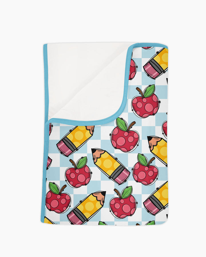 Checkered Apple Scribbles Bamboo Blanket
