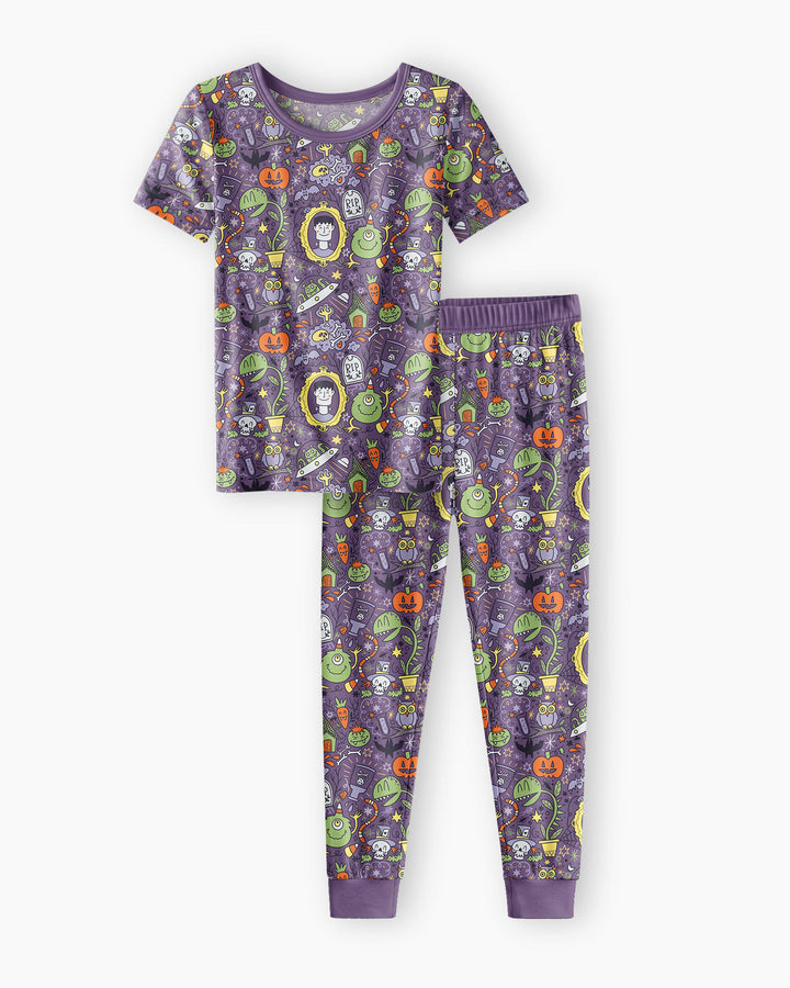 Halloween Monster Fun Bamboo Two Piece Short Sleeve Pajama Set