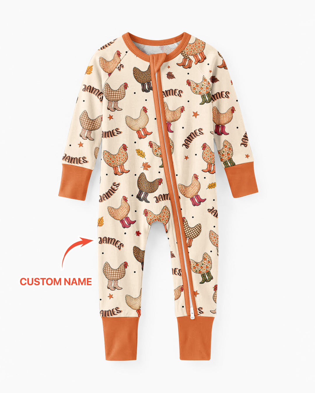 Custom Name Preppy Fall Chicken Bamboo Convertible Zippy