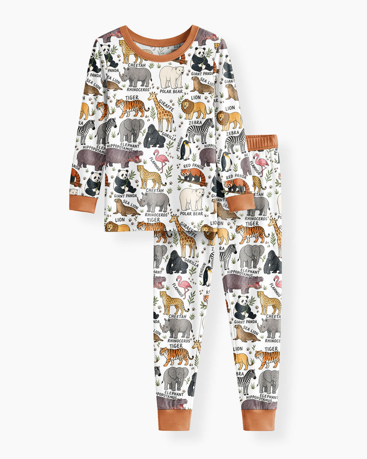 Zoo Animal Bamboo Two Piece Long Sleeve Pajama Set