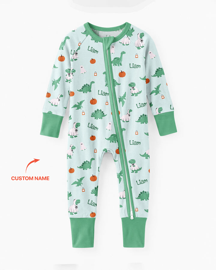 Custom Name Spooky Dinosaur Halloween - Personalized Bamboo Convertible Zippy