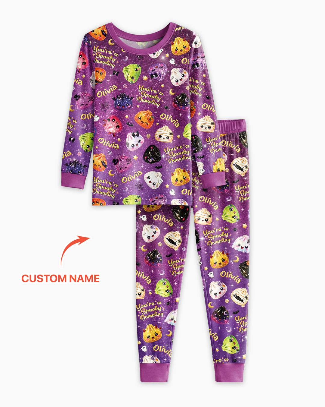 Custom Name You're A Spooky Dumpling Bamboo Two Piece Long Sleeve Pajama Set