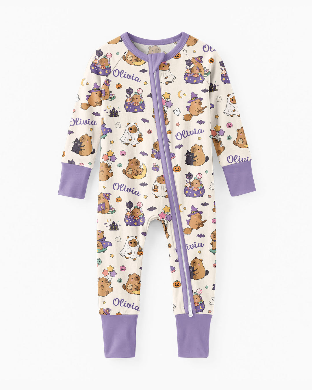 Custom Name Kawaii Halloween Capybara Bamboo Convertible Zippy