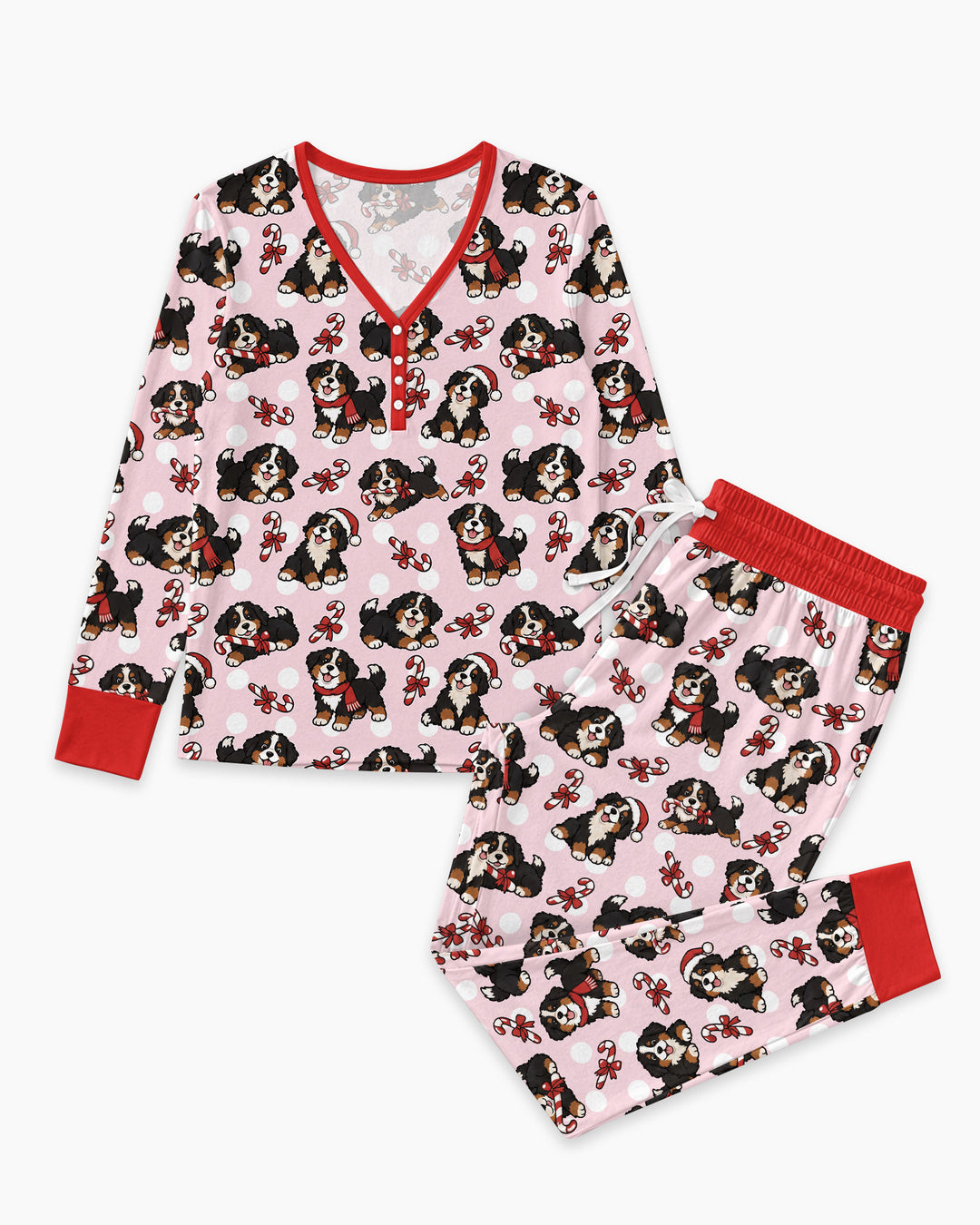 Holiday Bernese Mountain Christmas Dog Bamboo Women Pajama Set