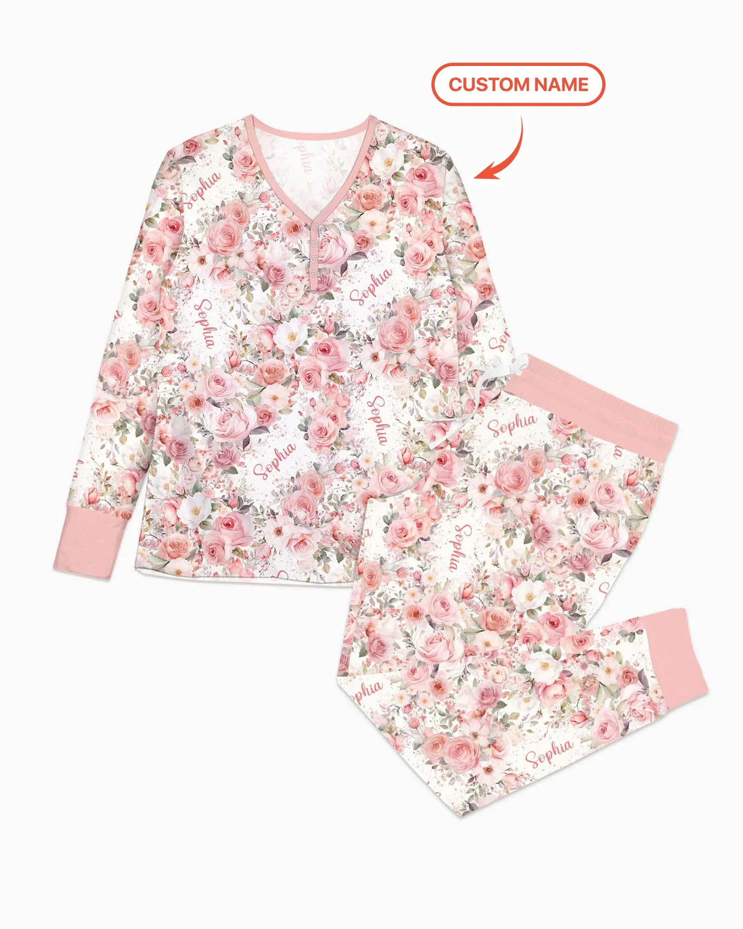 Custom Name Birth Month Flowers Bamboo Women Pajama Set