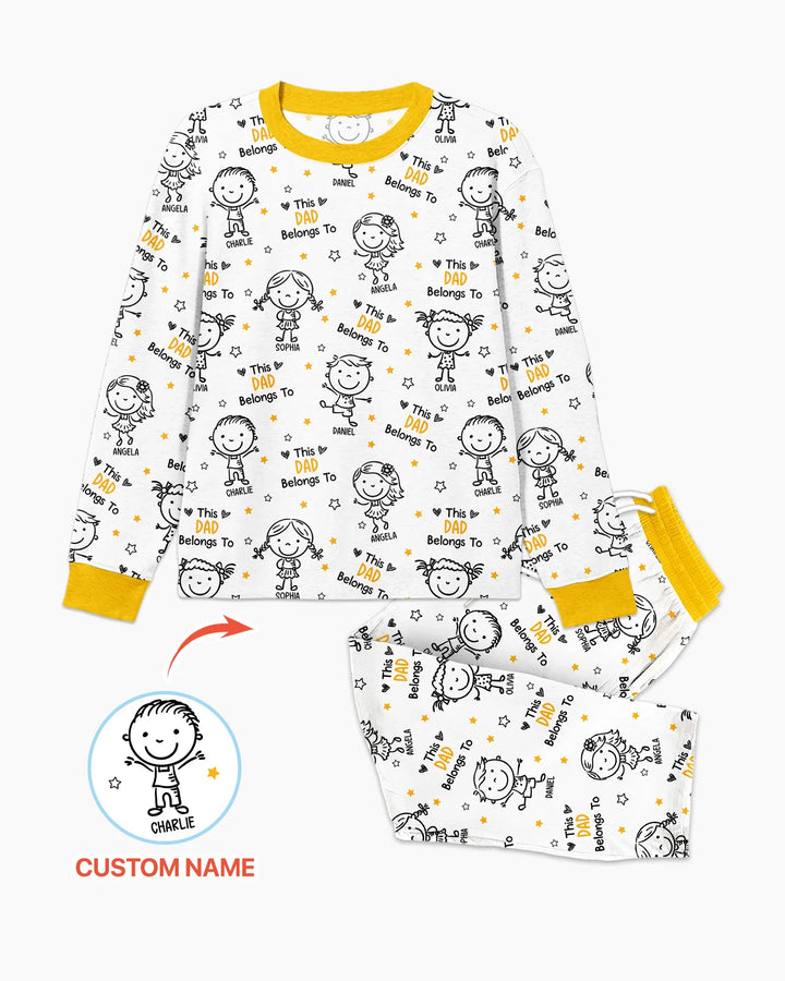 Custom Name This Dad Belongs To Doodle Bamboo Men's Pajama Set