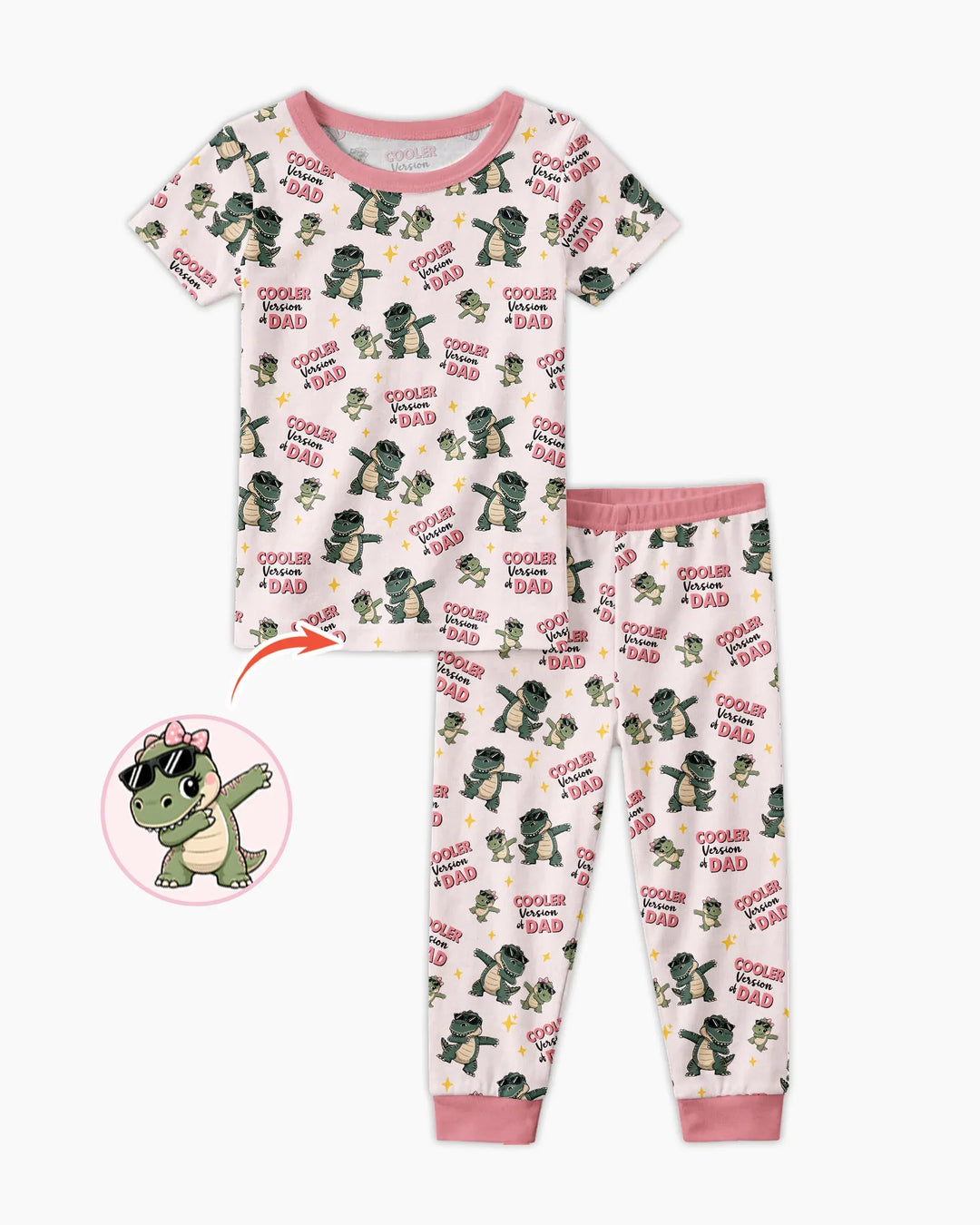 Cool Dino Daddy & Me Matching Bamboo Two Piece Short Sleeve Pajama Set