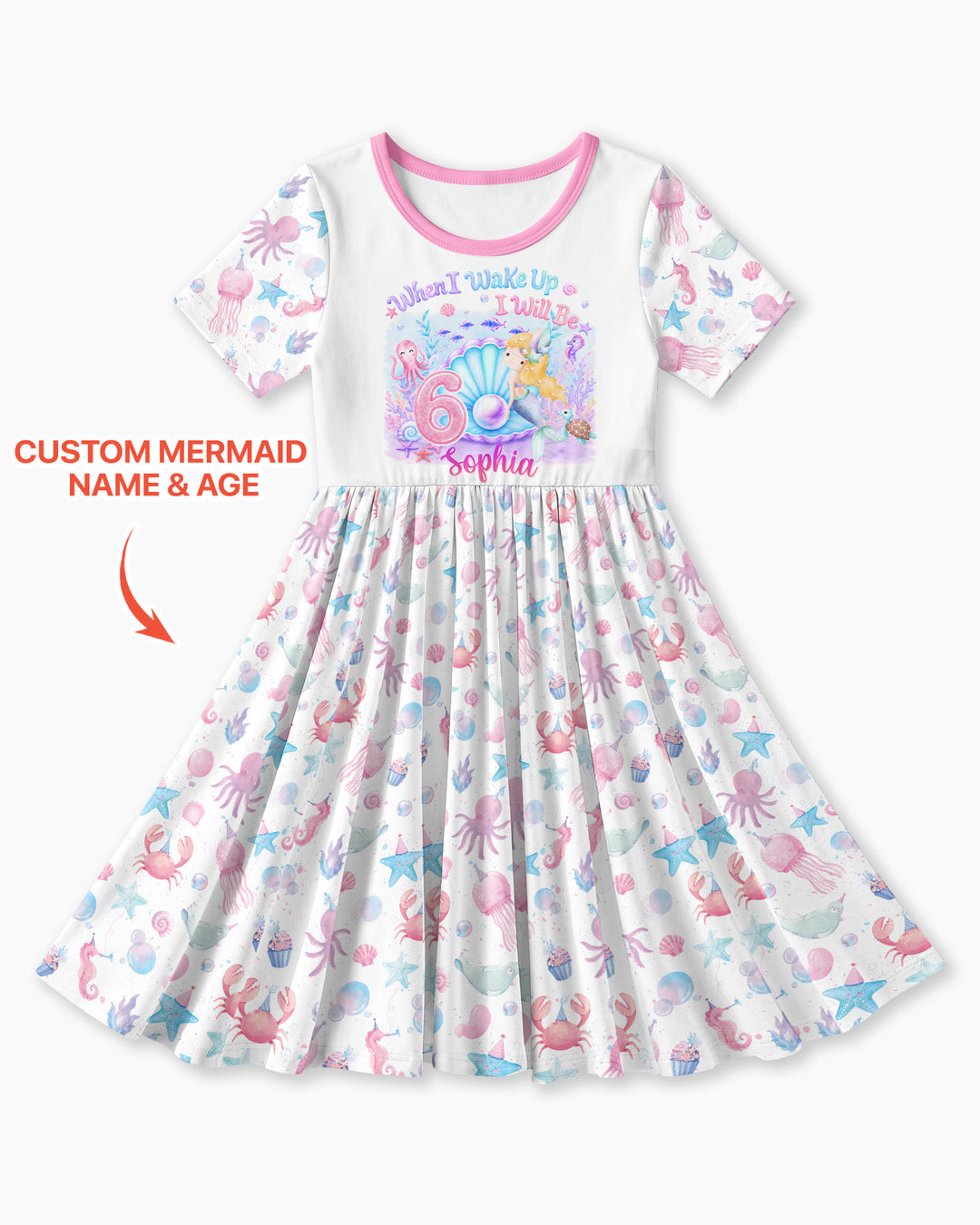 Personalized When I Wake Up I Will Be Mermaid Birthday Bamboo Twirl Dress