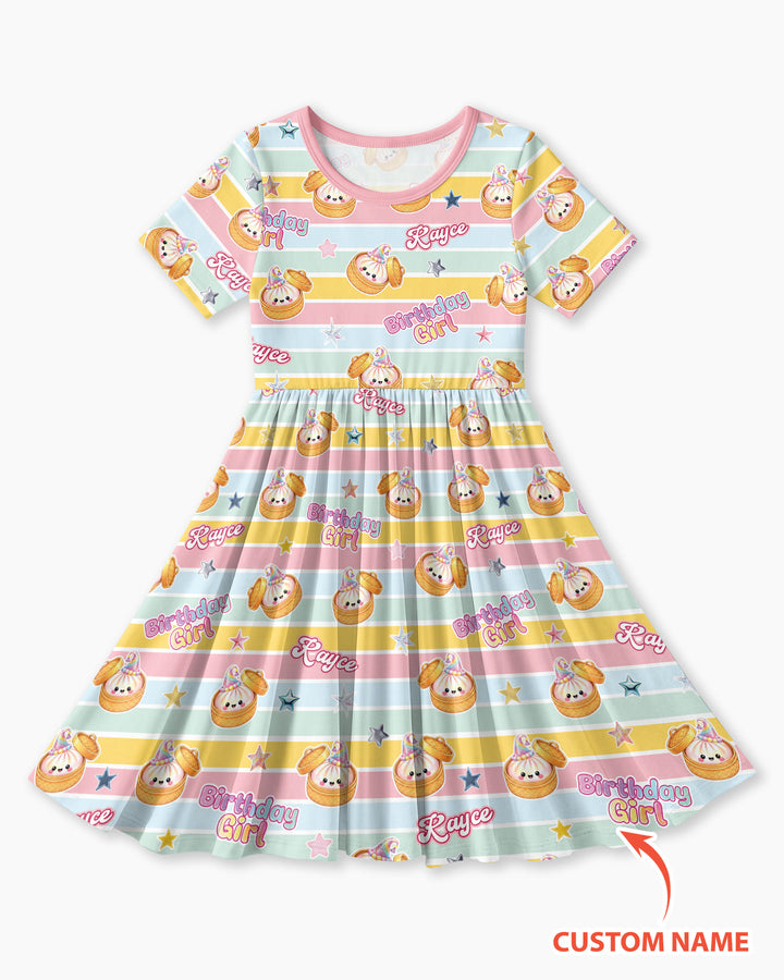 Custom Dumpling Birthday Girl Bamboo Twirl Dress