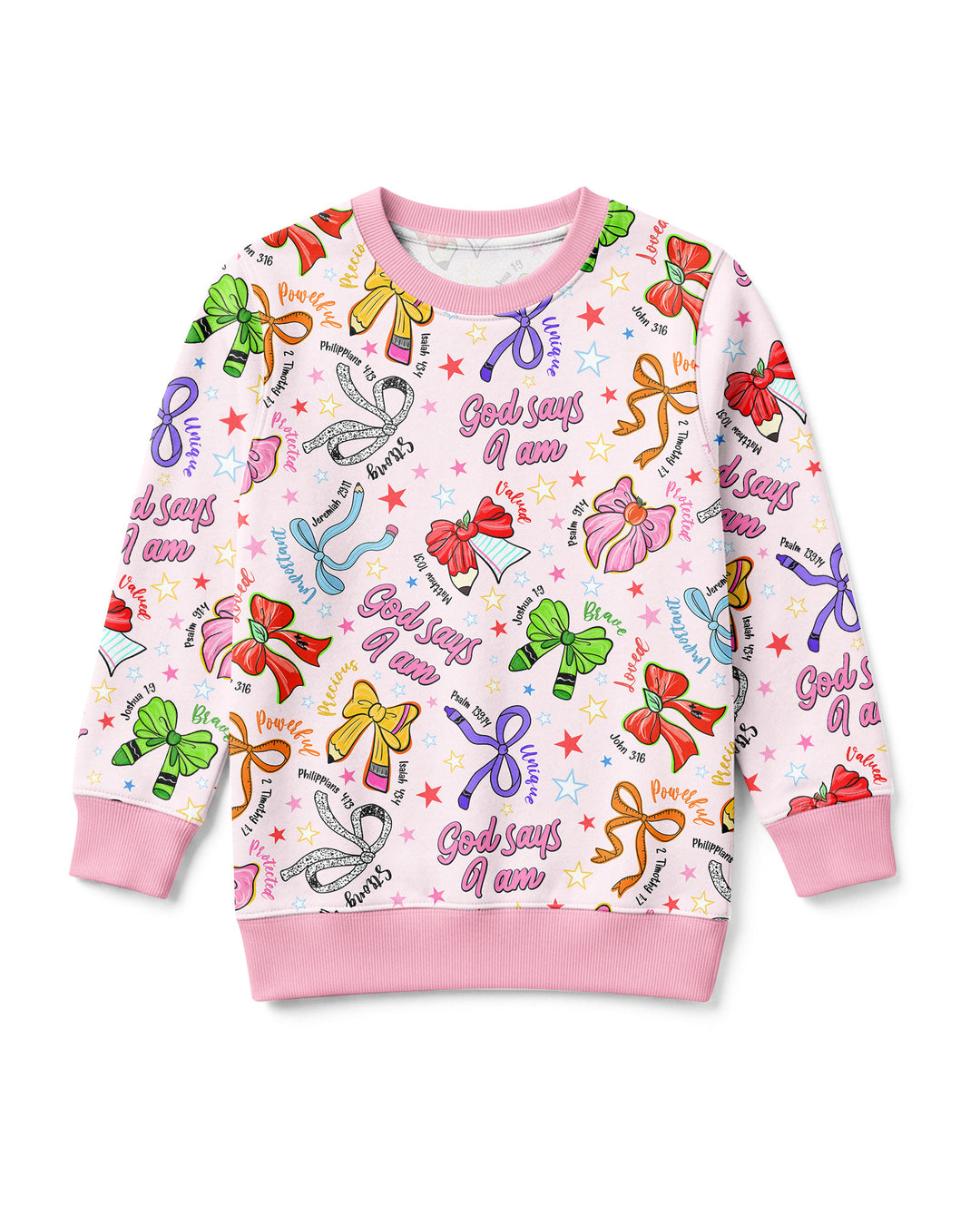 Pencil Bows God Says I Am Bamboo Crewneck Sweatshirt