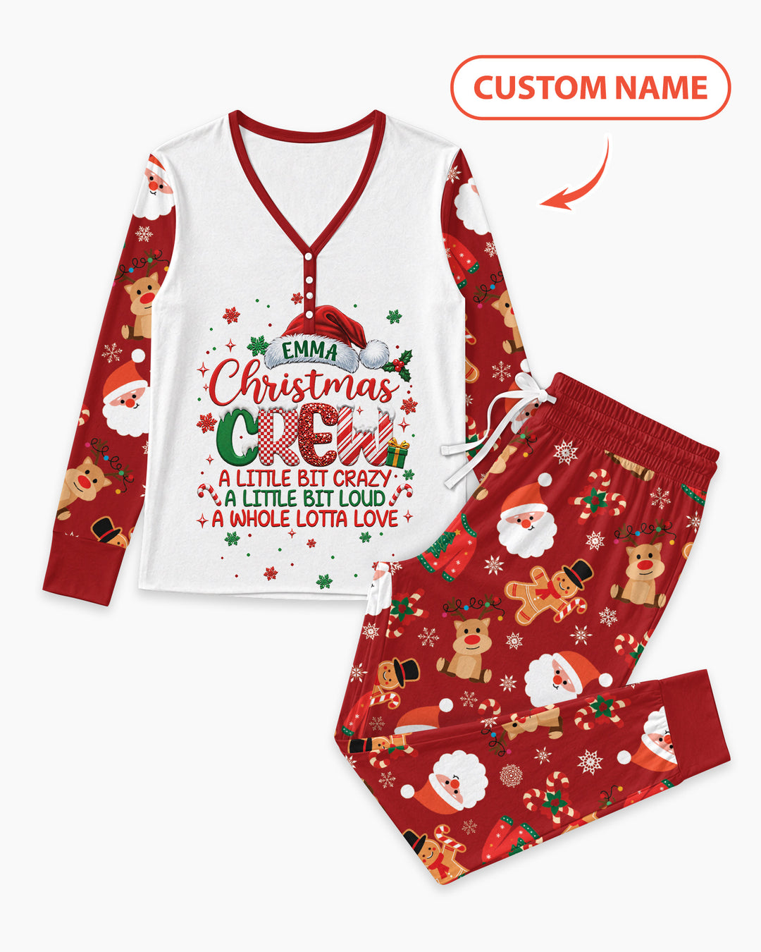 Personalized Christmas Crew Family Matching Bamboo Women Pajama Set