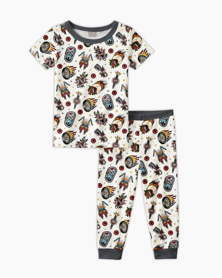 Born to Ride Together Family Matching Bamboo Two Piece Short Sleeve Pajama Set