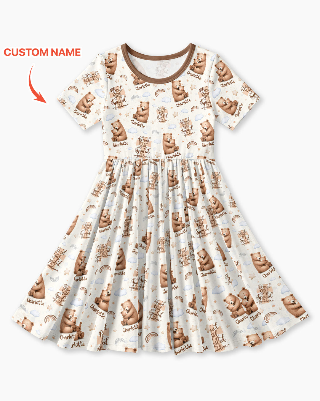 Custom Name Blessed By God Spoiled By Grandma Bamboo Twirl Dress