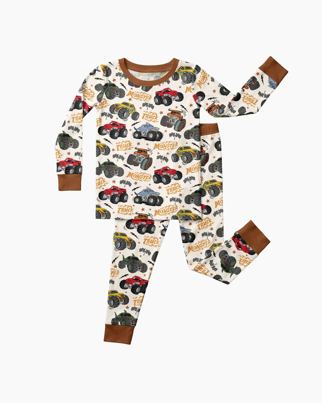 Vroom Vroom Monster Truck Bamboo Two Piece Long Sleeve Pajama Set