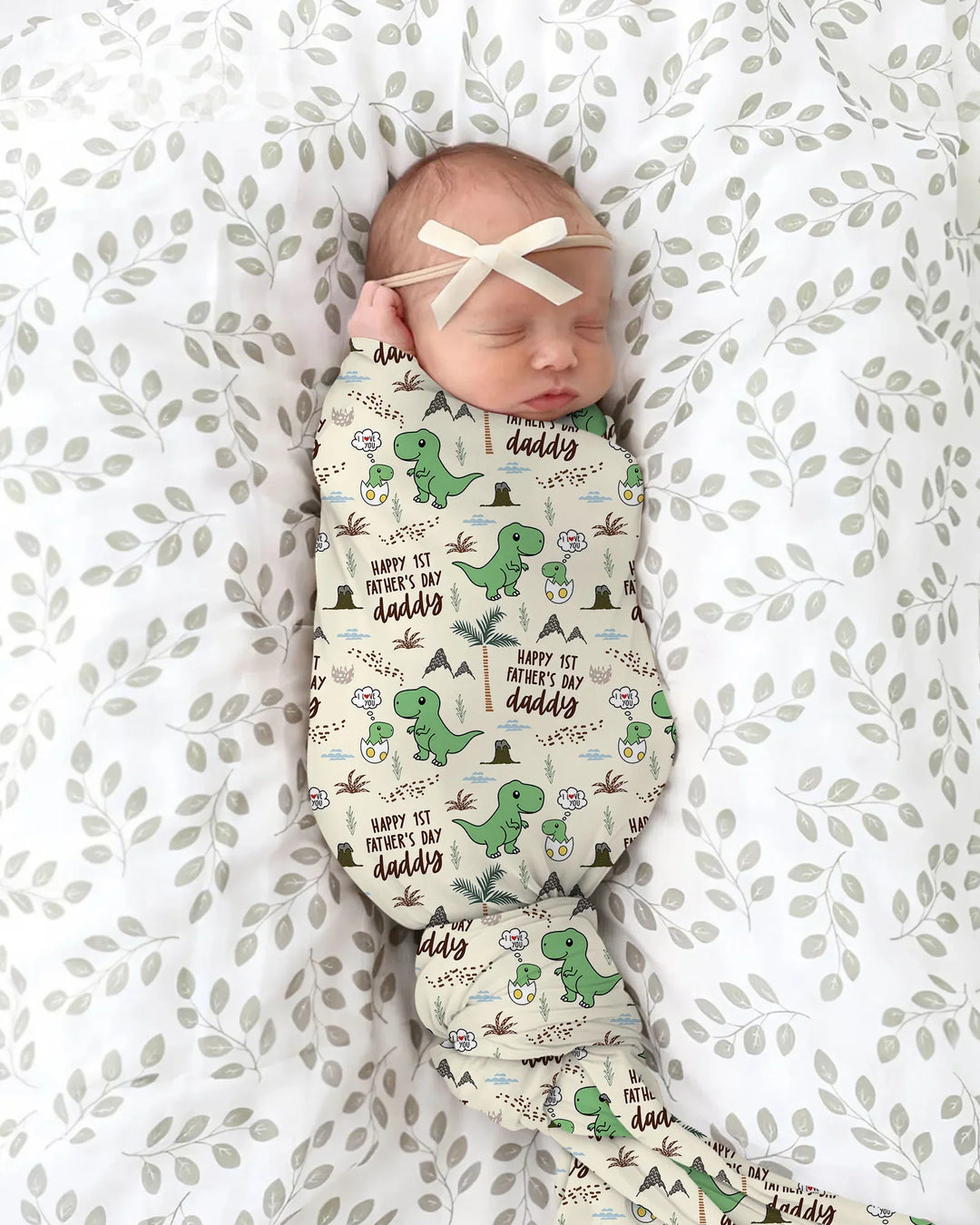 First Father's Day Daddysaurus swaddle blanket