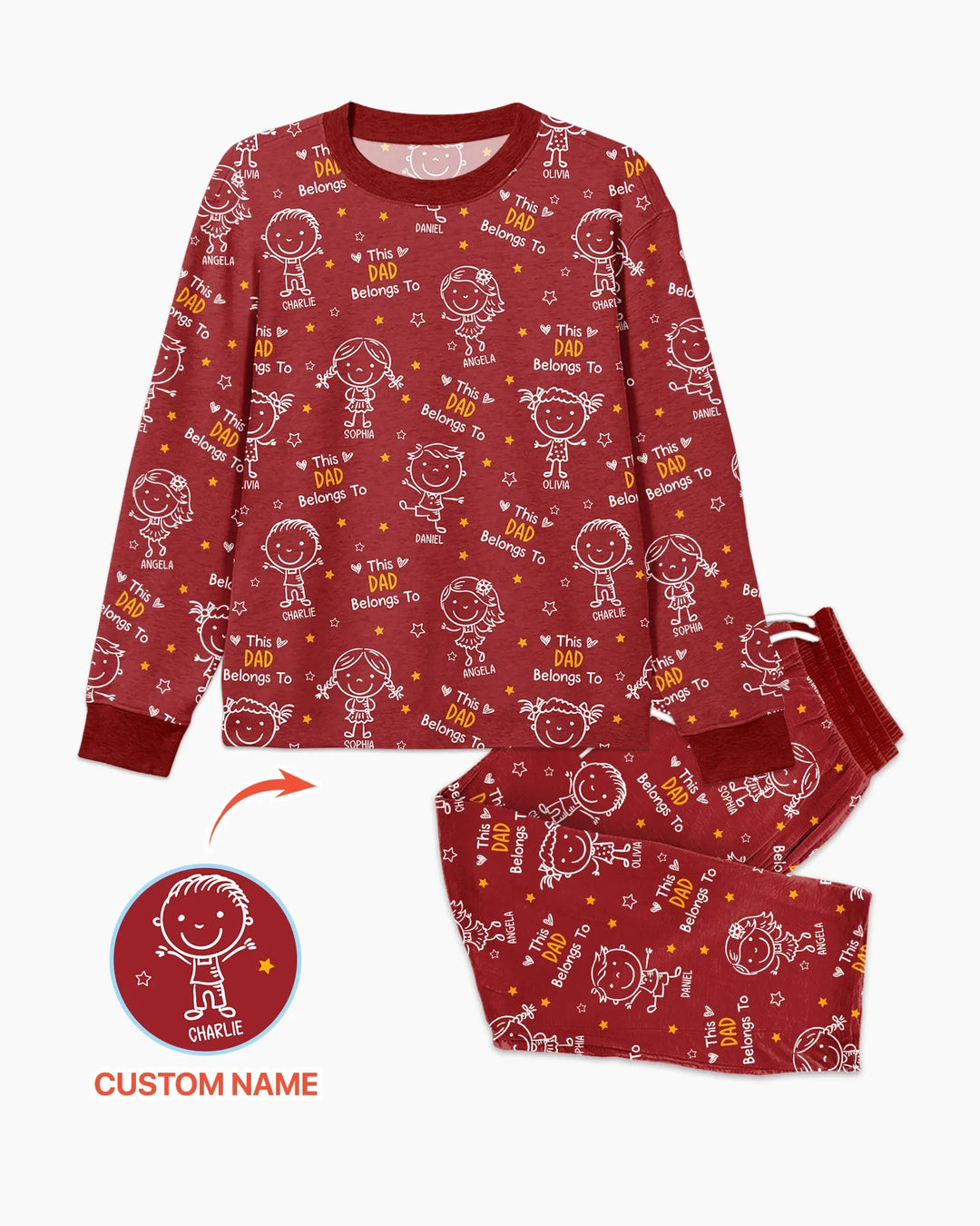 Custom Name This Dad Belongs To Doodle Bamboo Men's Pajama Set