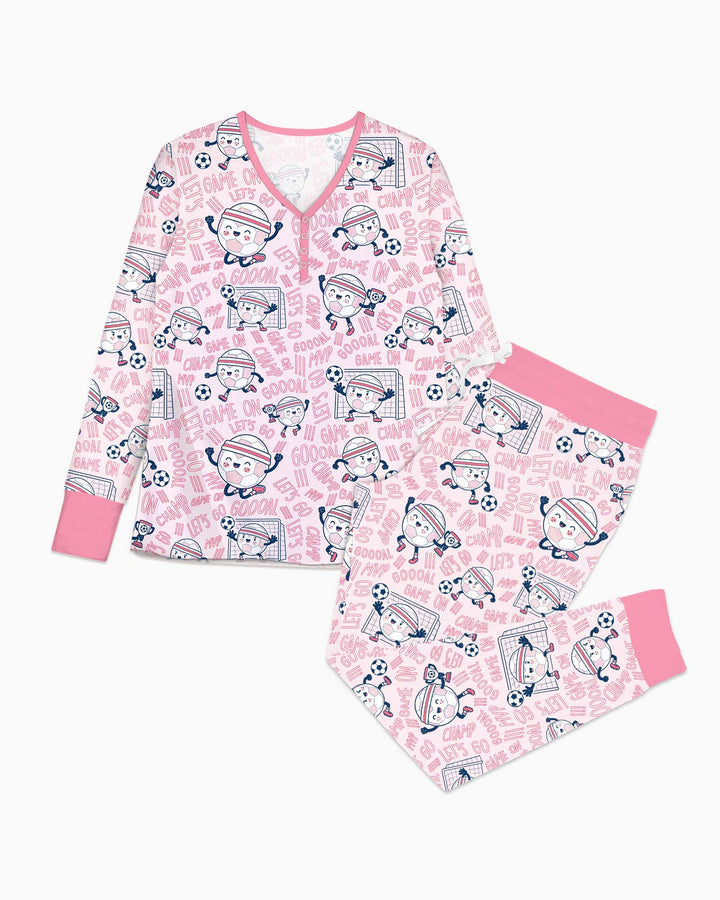 Happy Soccer Ball Family MatchingBamboo Women Pajama Set