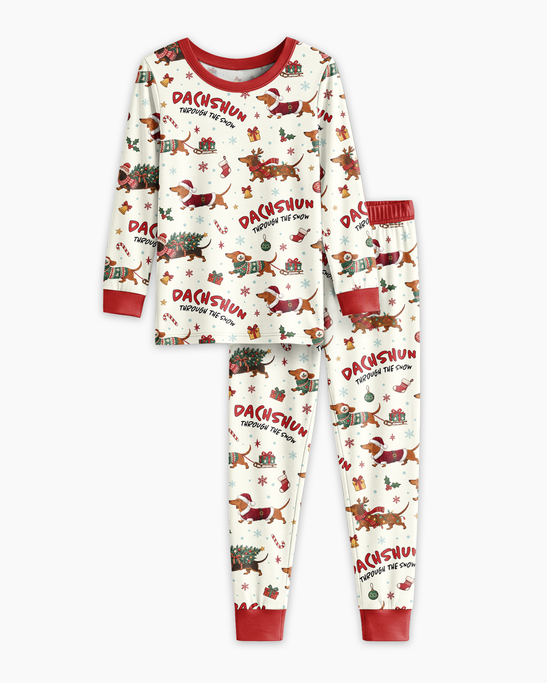 Dachshund Through The Snow Bamboo Two Piece Long Sleeve Pajama Set