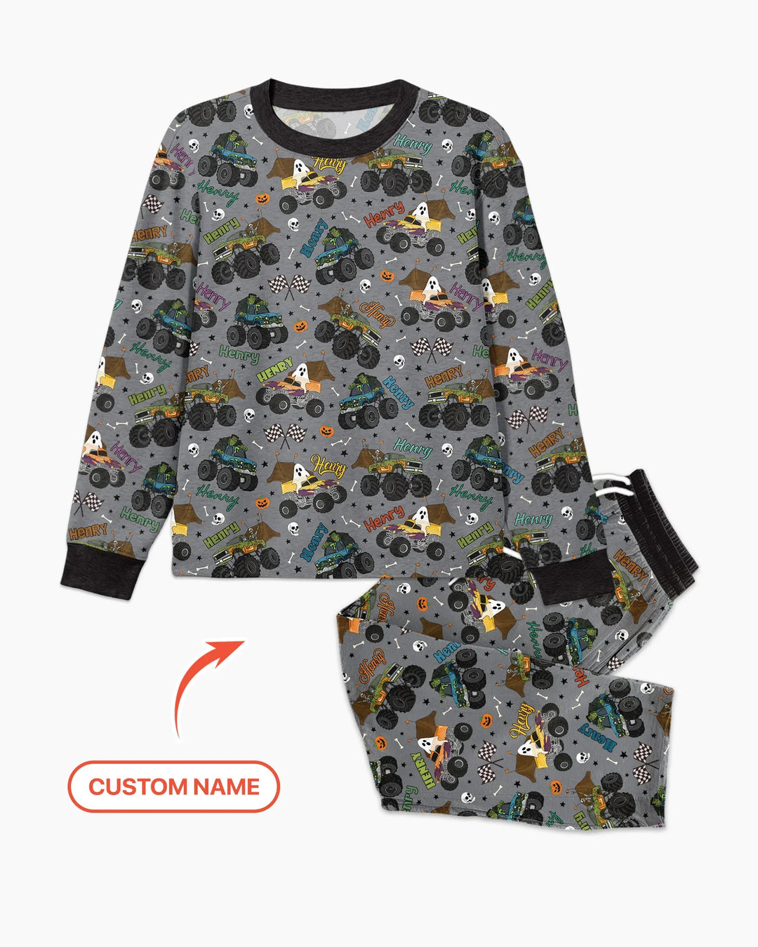 Custom Name Halloween Creepy Crusher Family Matching Bamboo Men's Pajama Set