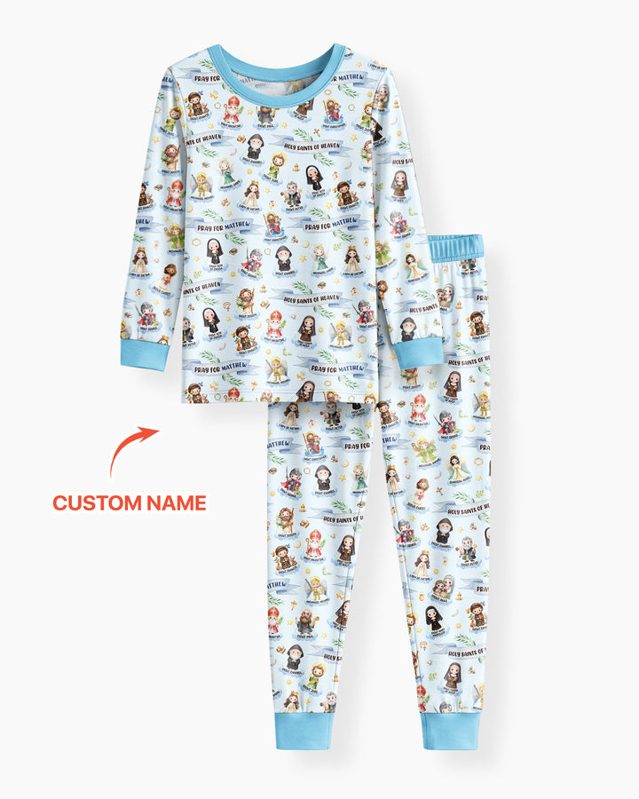 Holy Saints of Heaven Custom Name Bamboo Two Piece Long Sleeve Pajama Set