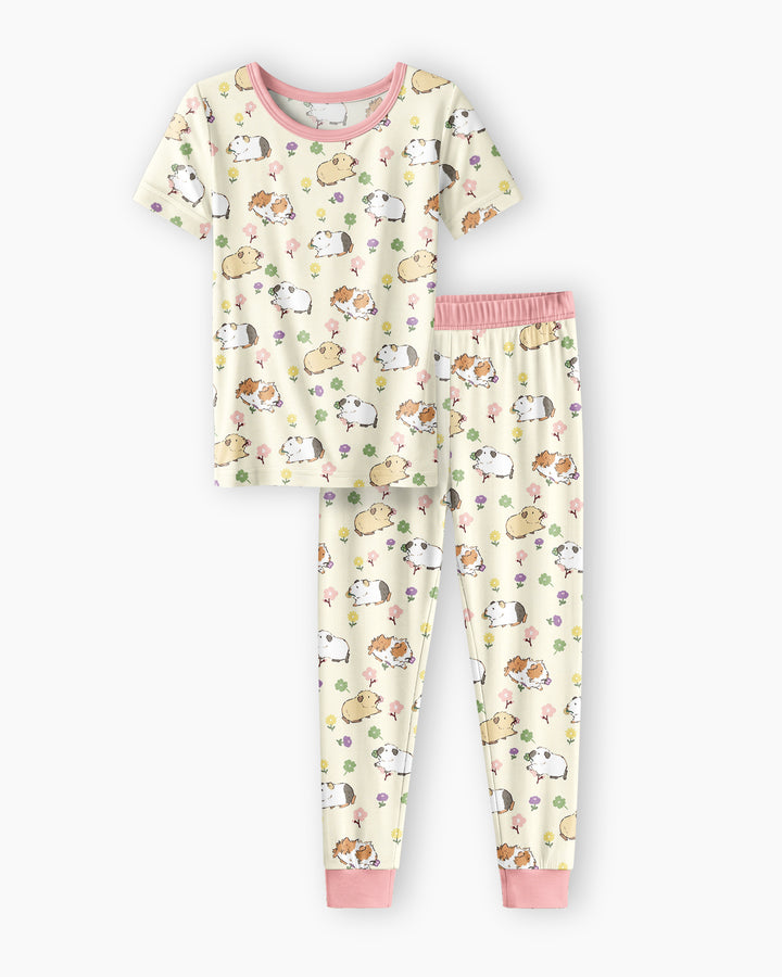 Guinea Pig Garden Bamboo Two Piece Short Sleeve Pajama Set