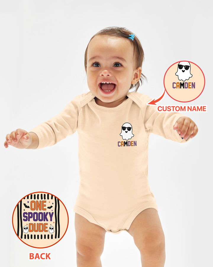 Custom Name Halloween One Spooky Dude Bamboo Bodysuit
