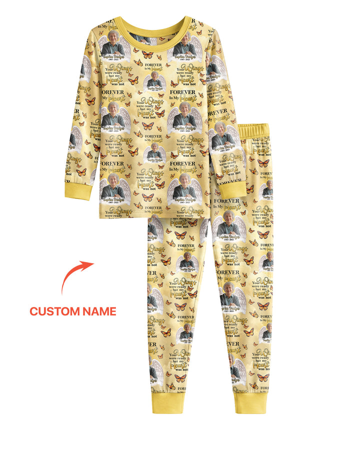 Custom Photo Forever In My Heart Family Matching Bamboo Two Piece Long Sleeve Pajama Set