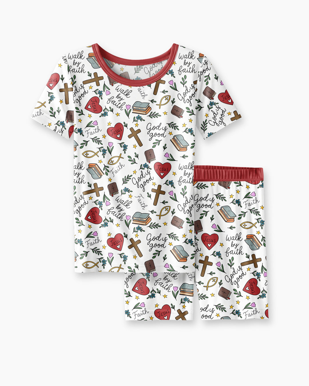 Love Jesus God Is Good Bamboo Two Piece Short Sleeve Shorts Pajama Set