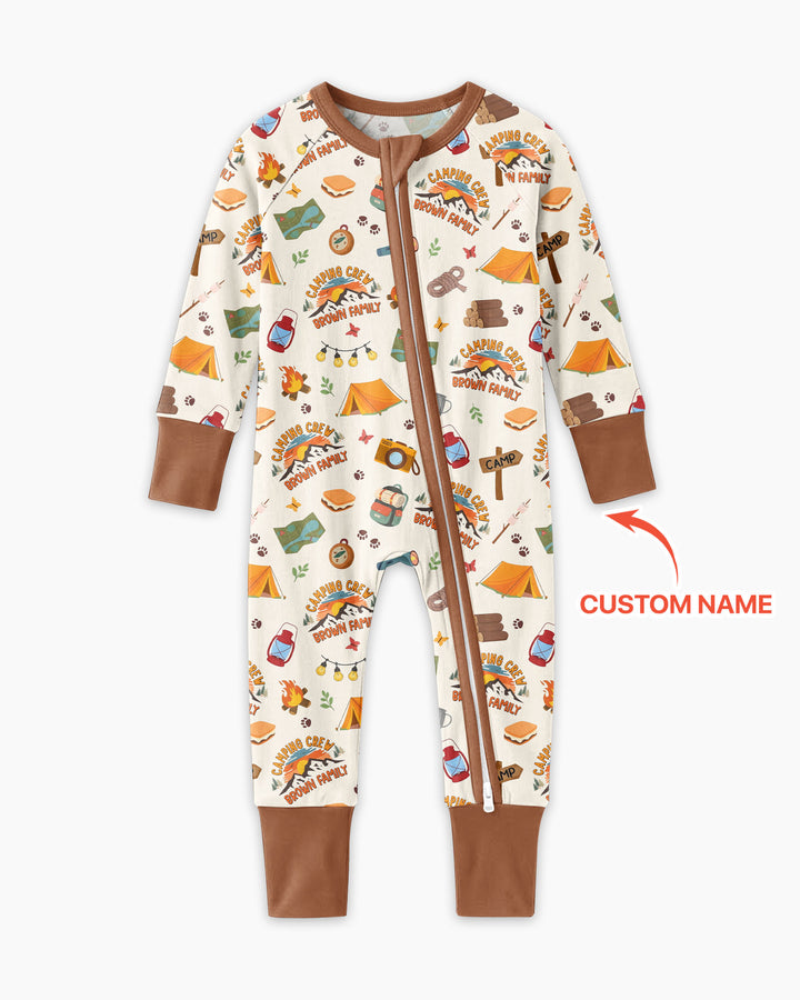 Custom Name Camping Crew Family Matching Bamboo Convertible Zippy