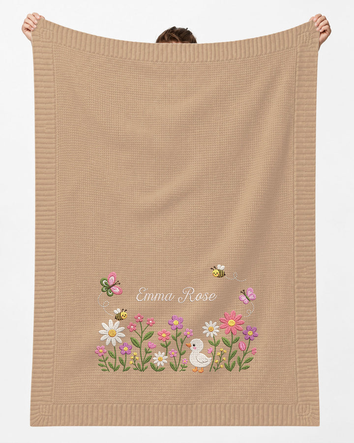 Lovely Floral Embroidered Baby Cotton Blanket