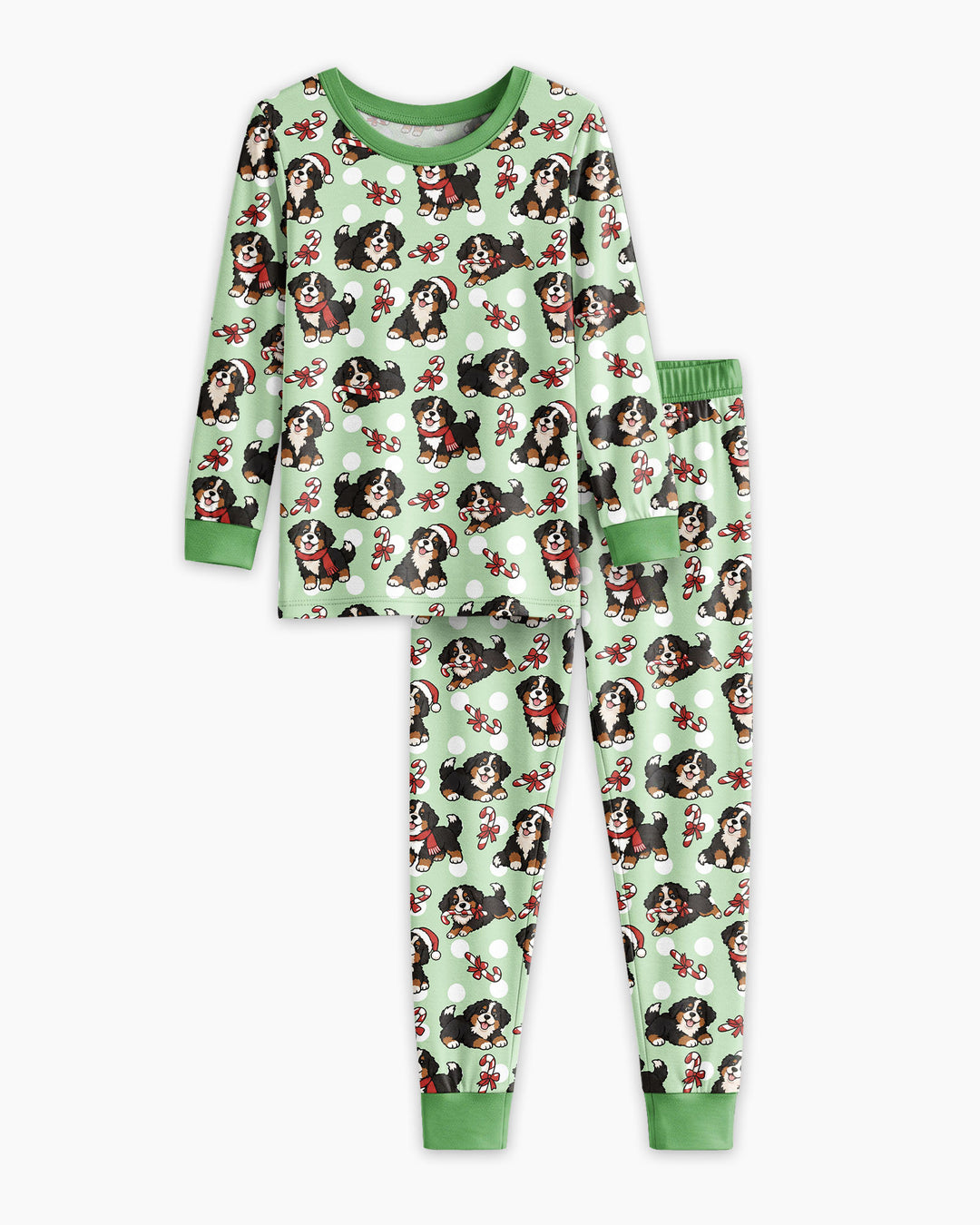 Holiday Bernese Mountain Christmas Dog Bamboo Two Piece Long Sleeve Pajama Set
