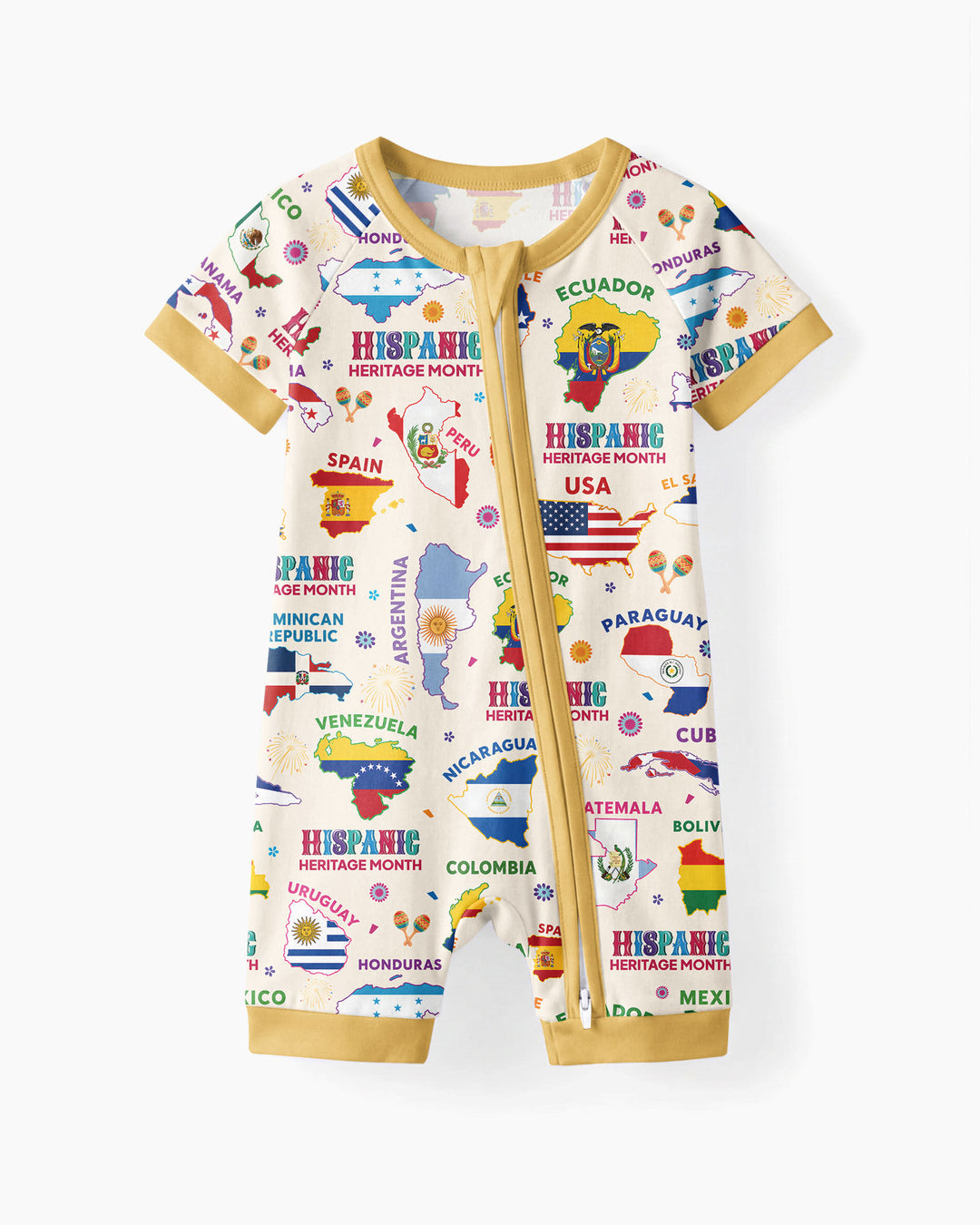 Hispanic Heritage Month Country Flags Bamboo Shorty Zippy