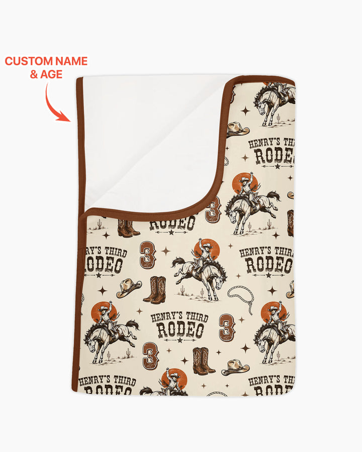 Custom Name Birthday Rodeo Bamboo Blanket