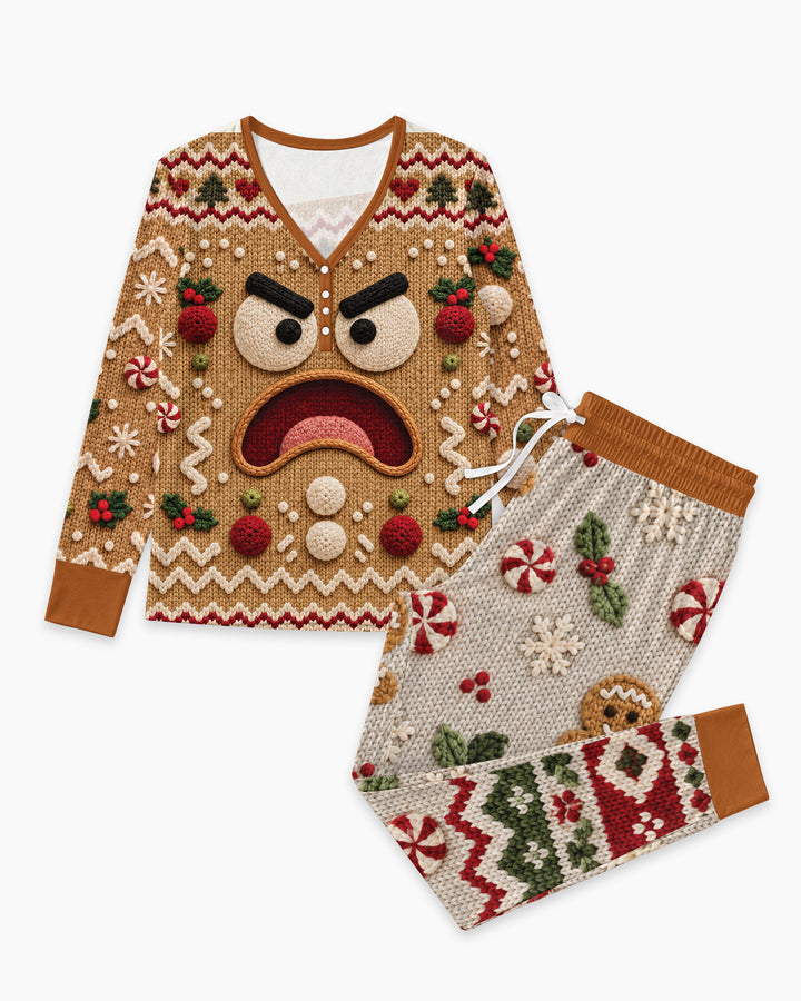 Grumpy Gingerbread Crew Bamboo Women Pajama Set