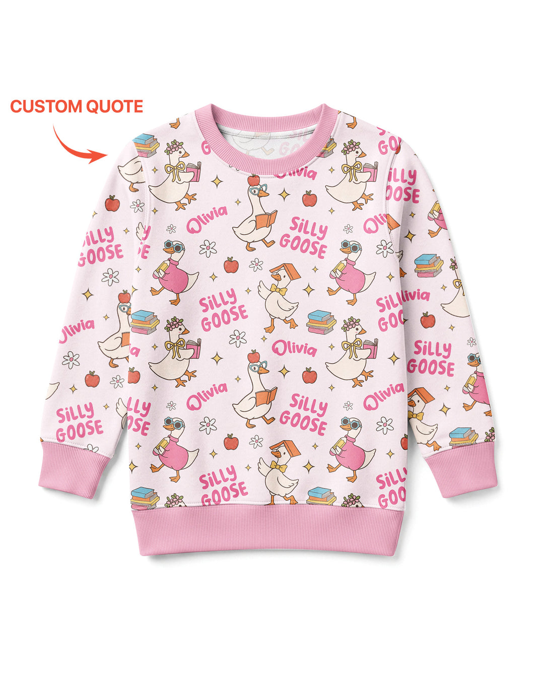 Custom Name Silly Goose Back to School Bamboo Crewneck Sweatshirt