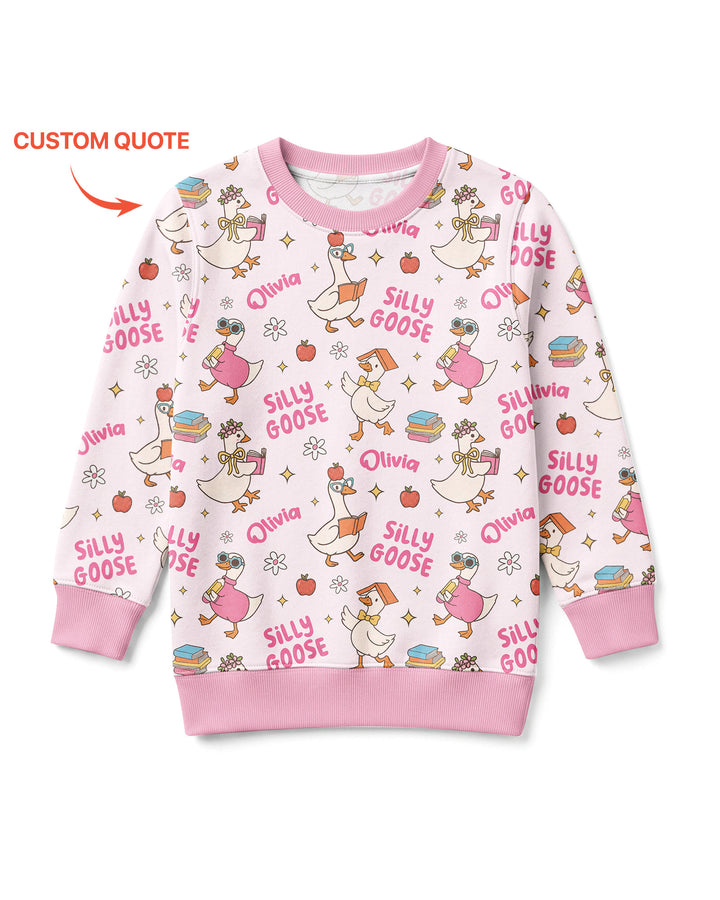Custom Name Silly Goose Back to School Bamboo Crewneck Sweatshirt