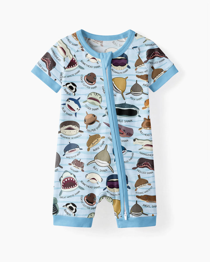 Shark Faces Bamboo Shorty Zippy