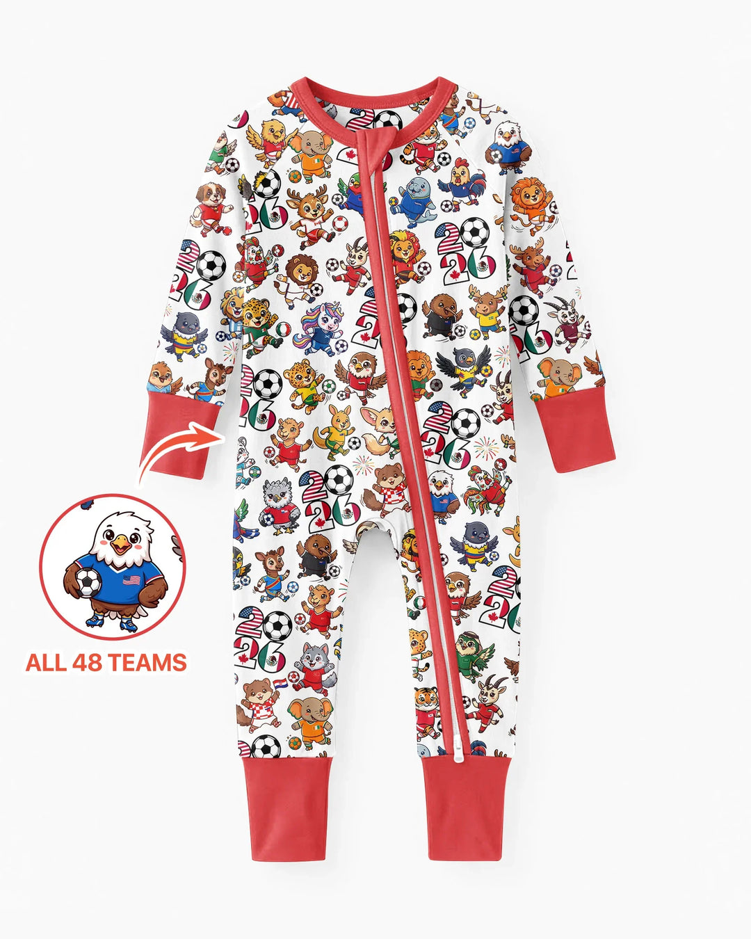 Kawaii Animals Soccer Tour 2026 Family Matching Bamboo Convertible Zippy